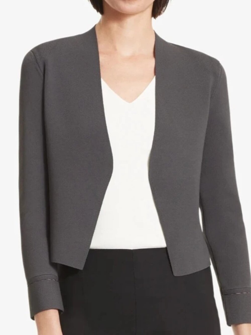 M.M. LaFleur The Sant Ambroeus Jardigan Viscose Knit Cardigan Charcoal Gray S